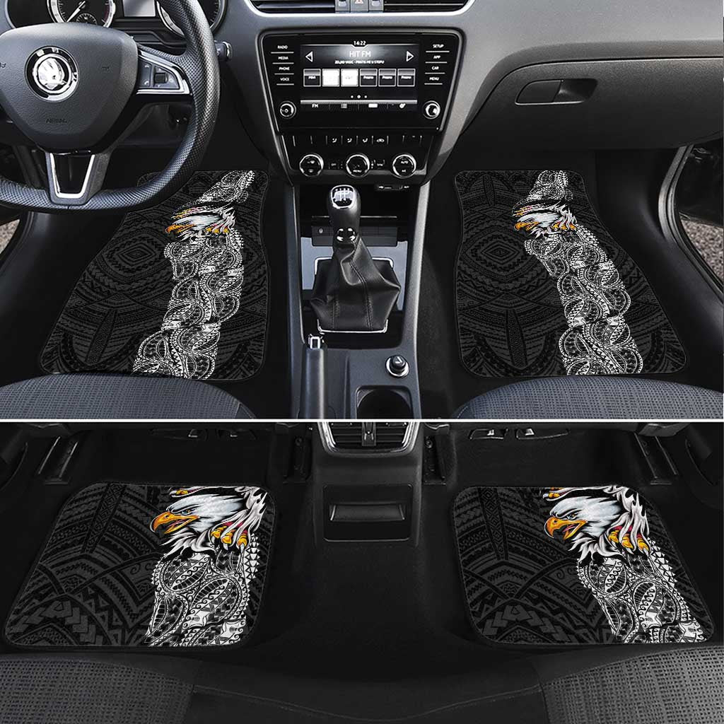 American Samoa Flag Day Car Mats Tribal Tattoo with Eagle Black LT03 Set 4pcs Black - Polynesian Pride