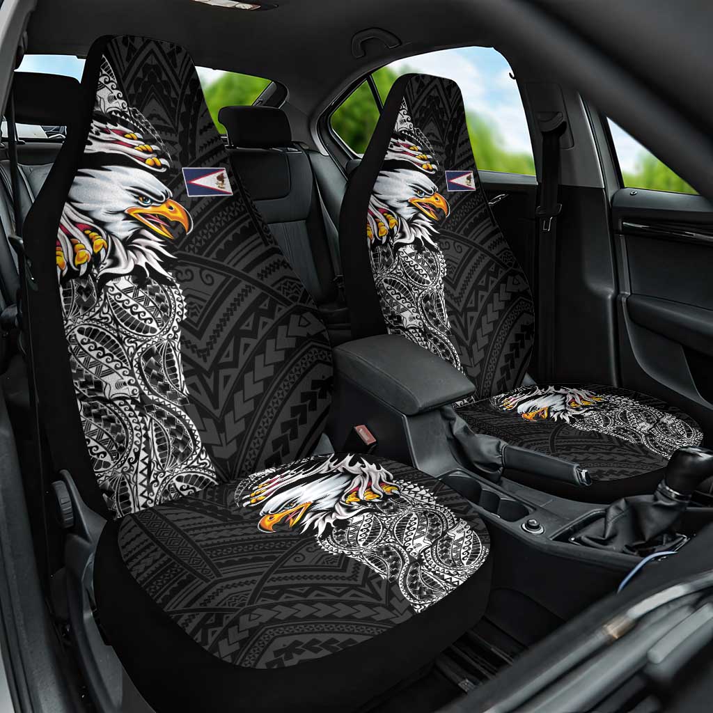American Samoa Flag Day Car Seat Cover Tribal Tattoo with Eagle Black