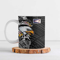 American Samoa Flag Day Ceramic Mug Tribal Tattoo with Eagle Black LT03 Black - Polynesian Pride