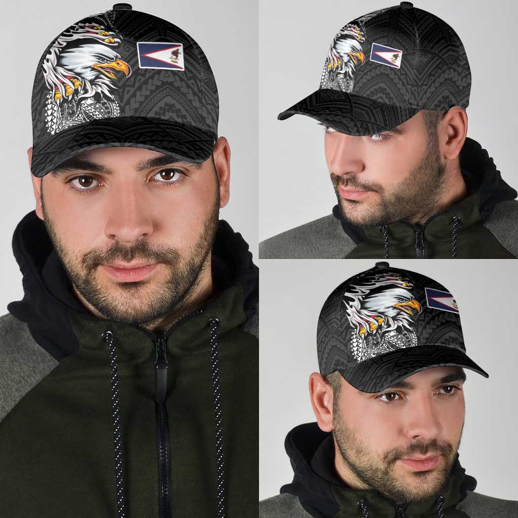 American Samoa Flag Day Classic Cap Tribal Tattoo with Eagle Black