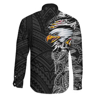 American Samoa Flag Day Family Matching Puletasi and Hawaiian Shirt Tribal Tattoo with Eagle Black