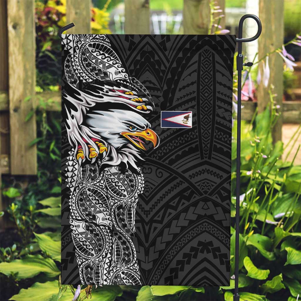 American Samoa Flag Day Garden Flag Tribal Tattoo with Eagle Black