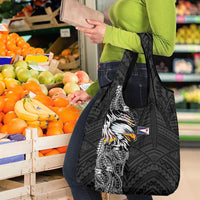 American Samoa Flag Day Grocery Bag Tribal Tattoo with Eagle Black LT03 - Polynesian Pride