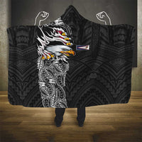American Samoa Flag Day Hooded Blanket Tribal Tattoo with Eagle Black