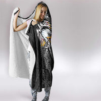 American Samoa Flag Day Hooded Blanket Tribal Tattoo with Eagle Black
