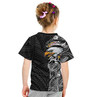 American Samoa Flag Day Kid T Shirt Tribal Tattoo with Eagle Black LT03 - Polynesian Pride
