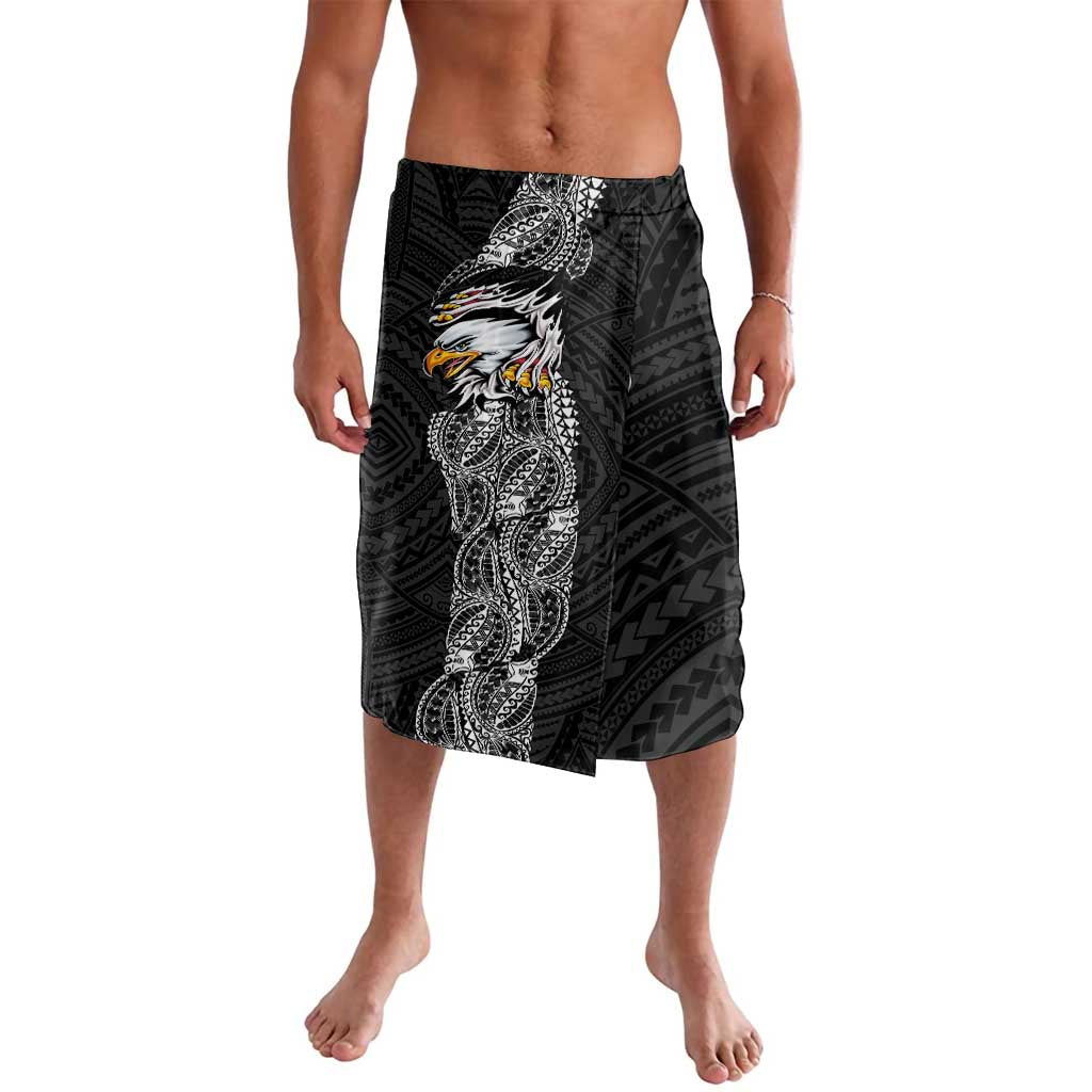 American Samoa Flag Day Lavalava Tribal Tattoo with Eagle Black