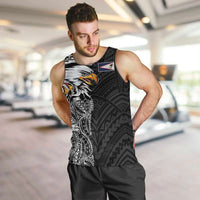 American Samoa Flag Day Men Tank Top Tribal Tattoo with Eagle Black
