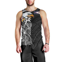 American Samoa Flag Day Men Tank Top Tribal Tattoo with Eagle Black