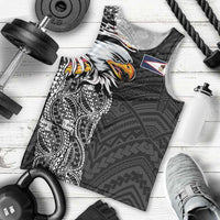 American Samoa Flag Day Men Tank Top Tribal Tattoo with Eagle Black
