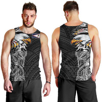 American Samoa Flag Day Men Tank Top Tribal Tattoo with Eagle Black