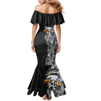 American Samoa Flag Day Mermaid Dress Tribal Tattoo with Eagle Black LT03 - Polynesian Pride