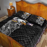 American Samoa Flag Day Quilt Bed Set Tribal Tattoo with Eagle Black