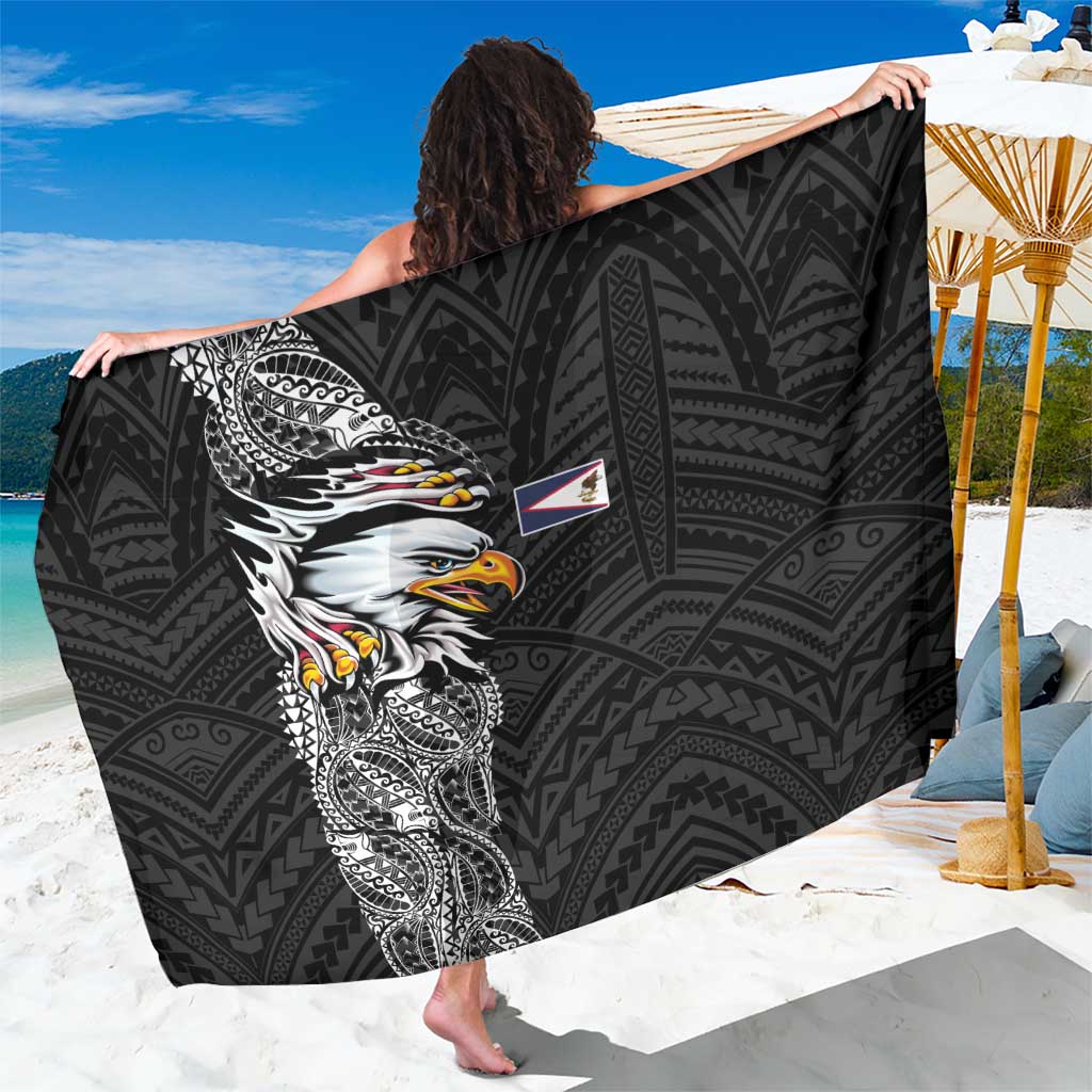 American Samoa Flag Day Sarong Tribal Tattoo with Eagle Black