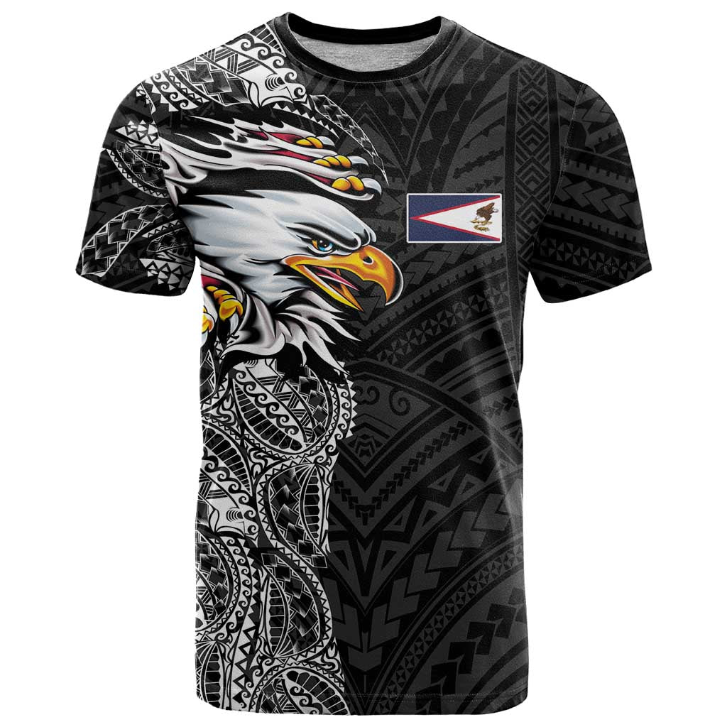 American Samoa Flag Day T Shirt Tribal Tattoo with Eagle Black