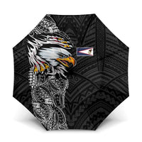 American Samoa Flag Day Umbrella Tribal Tattoo with Eagle Black