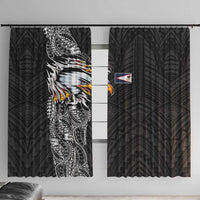 American Samoa Flag Day Window Curtain Tribal Tattoo with Eagle Black