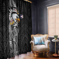American Samoa Flag Day Window Curtain Tribal Tattoo with Eagle Black