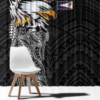 American Samoa Flag Day Window Curtain Tribal Tattoo with Eagle Black