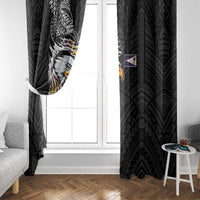 American Samoa Flag Day Window Curtain Tribal Tattoo with Eagle Black