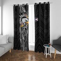 American Samoa Flag Day Window Curtain Tribal Tattoo with Eagle Black