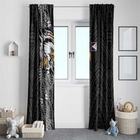 American Samoa Flag Day Window Curtain Tribal Tattoo with Eagle Black