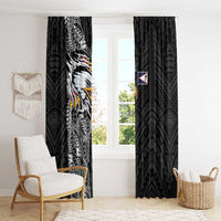 American Samoa Flag Day Window Curtain Tribal Tattoo with Eagle Black