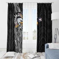 American Samoa Flag Day Window Curtain Tribal Tattoo with Eagle Black