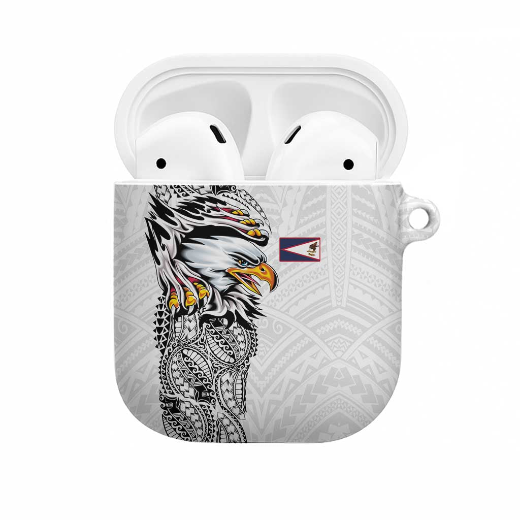 American Samoa Flag Day AirPods Case Tribal Tattoo with Eagle White LT03 White - Polynesian Pride