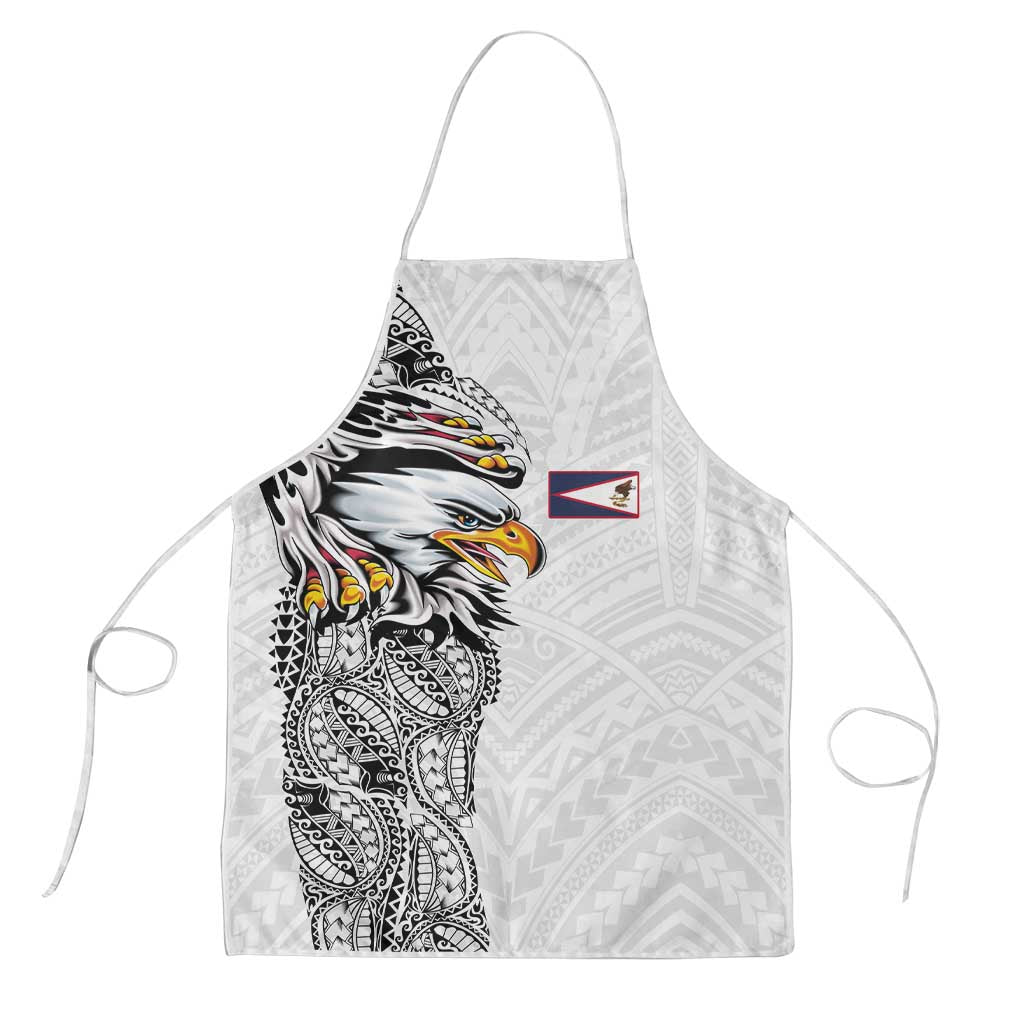 American Samoa Flag Day Apron Tribal Tattoo with Eagle White LT03 White - Polynesian Pride
