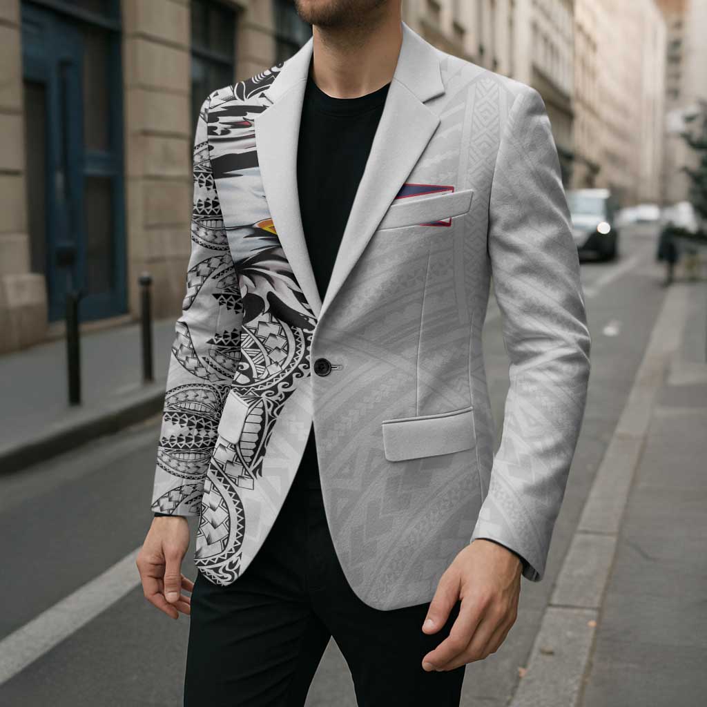 American Samoa Flag Day Blazer Tribal Tattoo with Eagle White LT03 - Polynesian Pride