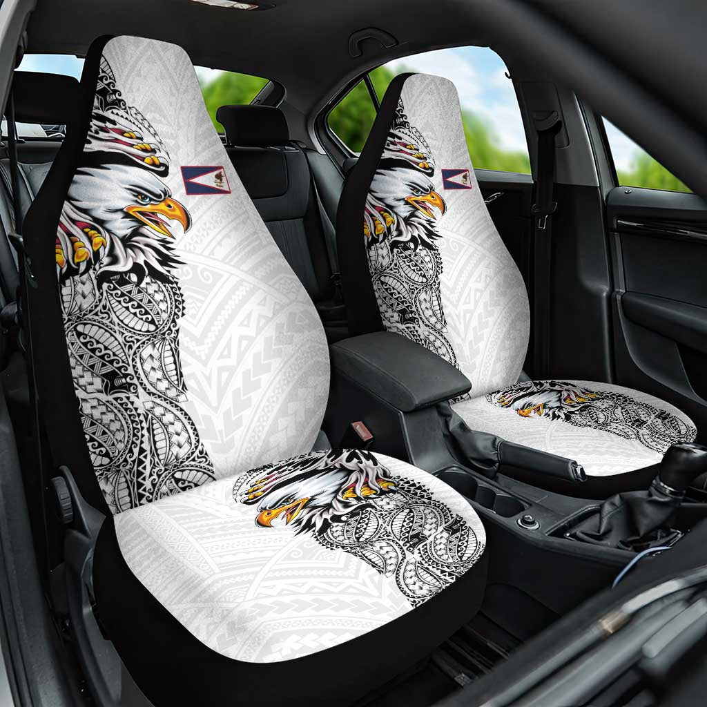 American Samoa Flag Day Car Seat Cover Tribal Tattoo with Eagle White