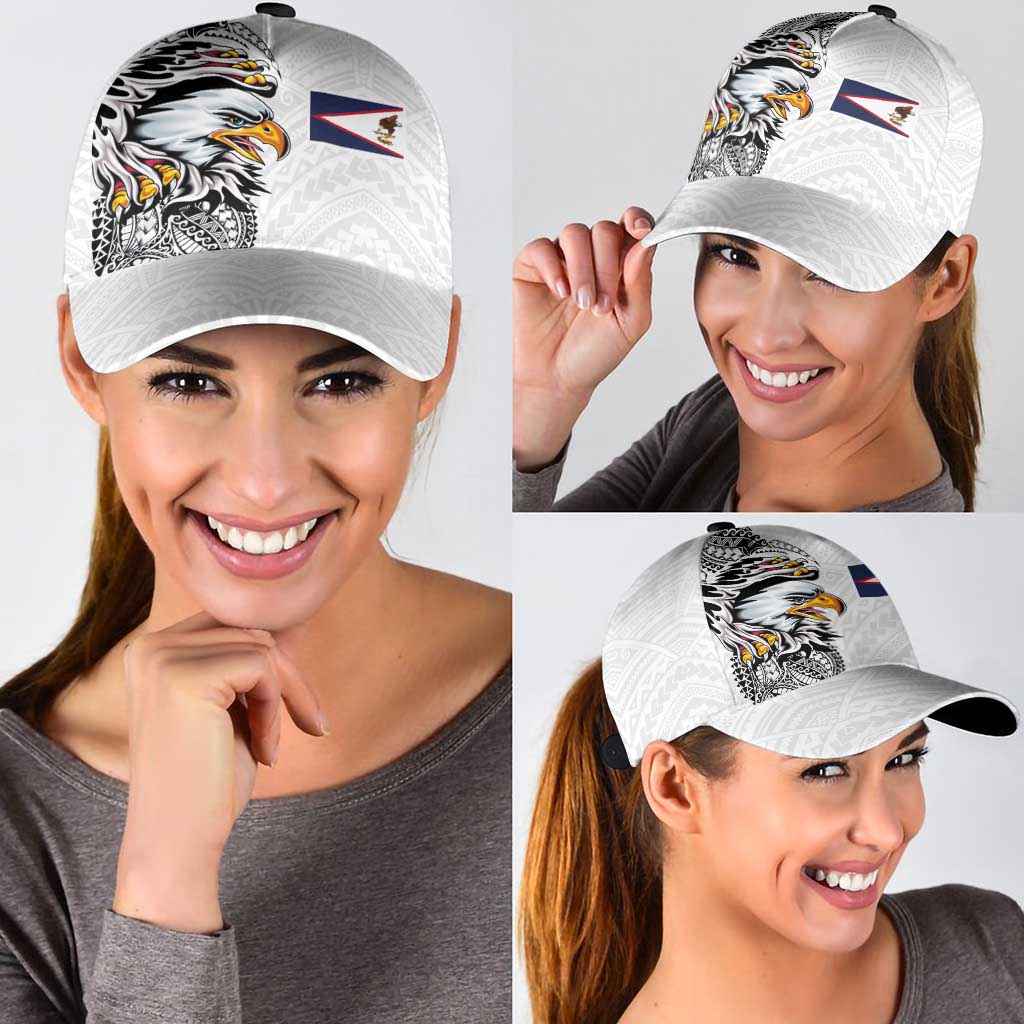 American Samoa Flag Day Classic Cap Tribal Tattoo with Eagle White LT03 - Polynesian Pride