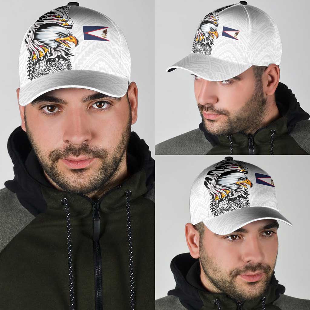 American Samoa Flag Day Classic Cap Tribal Tattoo with Eagle White LT03 - Polynesian Pride