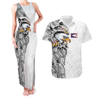American Samoa Flag Day Couples Matching Tank Maxi Dress and Hawaiian Shirt Tribal Tattoo with Eagle White