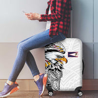 American Samoa Flag Day Luggage Cover Tribal Tattoo with Eagle White
