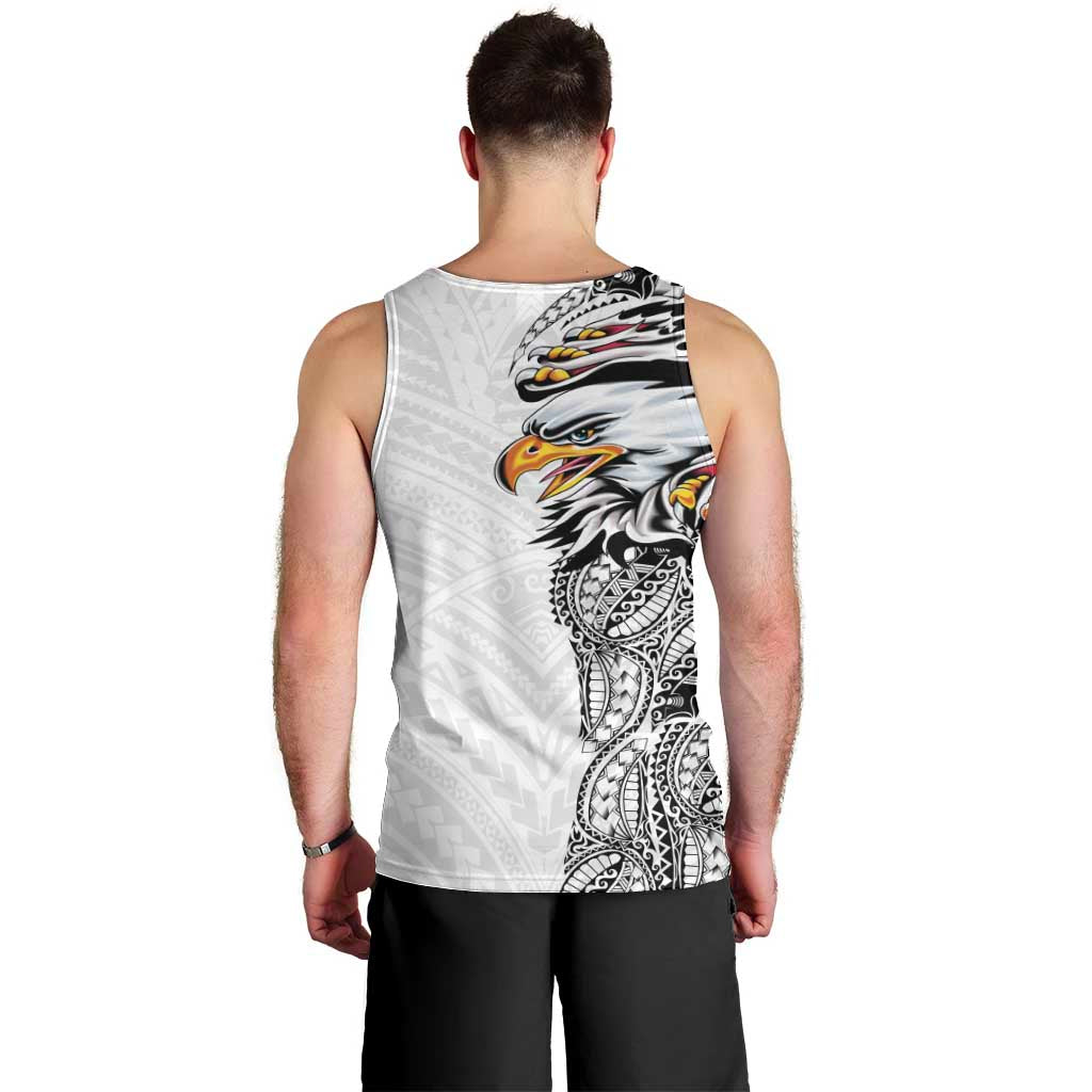 American Samoa Flag Day Men Tank Top Tribal Tattoo with Eagle White LT03 - Polynesian Pride