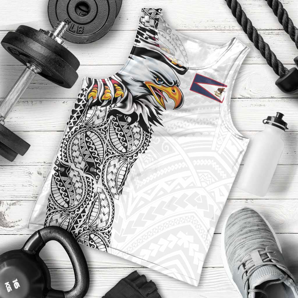 American Samoa Flag Day Men Tank Top Tribal Tattoo with Eagle White LT03 - Polynesian Pride