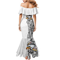 American Samoa Flag Day Mermaid Dress Tribal Tattoo with Eagle White LT03 - Polynesian Pride