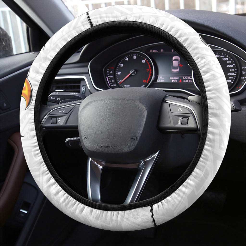American Samoa Flag Day Steering Wheel Cover Tribal Tattoo with Eagle White