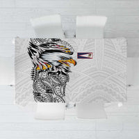 American Samoa Flag Day Tablecloth Tribal Tattoo with Eagle White LT03 White - Polynesian Pride