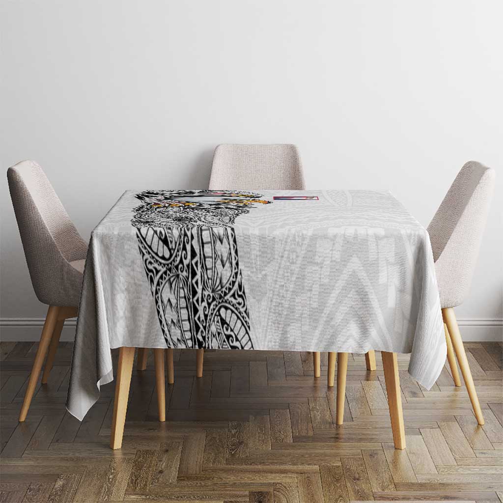 American Samoa Flag Day Tablecloth Tribal Tattoo with Eagle White LT03 - Polynesian Pride
