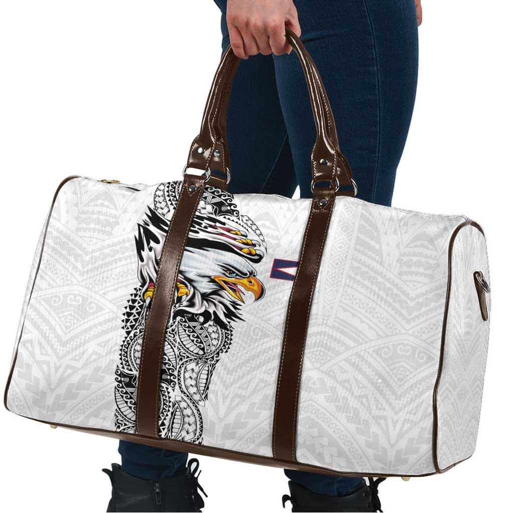 American Samoa Flag Day Travel Bag Tribal Tattoo with Eagle White LT03 - Polynesian Pride