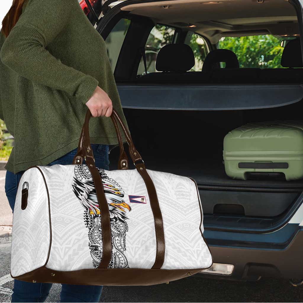 American Samoa Flag Day Travel Bag Tribal Tattoo with Eagle White LT03 - Polynesian Pride