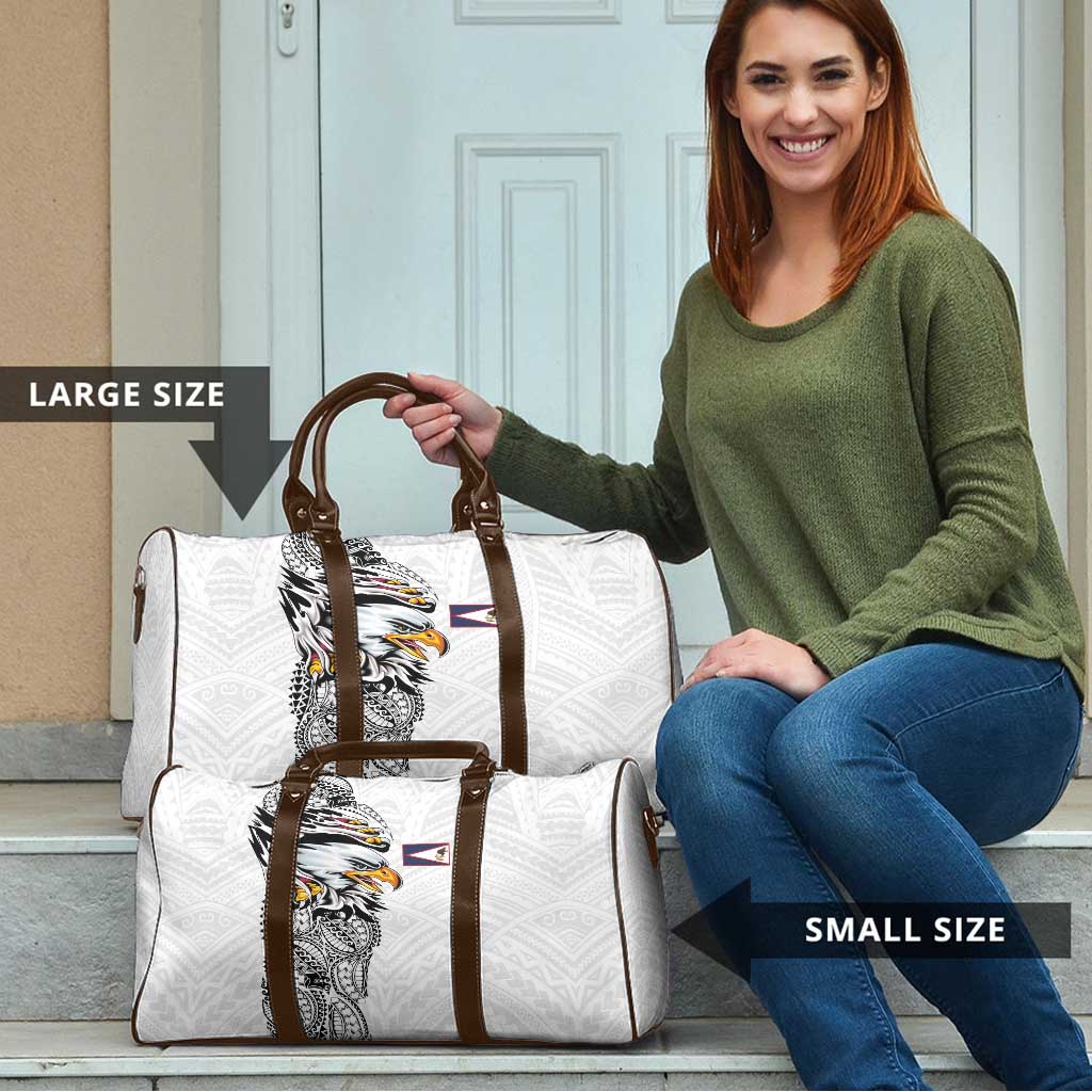 American Samoa Flag Day Travel Bag Tribal Tattoo with Eagle White LT03 - Polynesian Pride