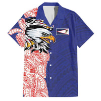 American Samoa Flag Day Family Matching Tank Maxi Dress and Hawaiian Shirt Tribal Tattoo with Eagle Blue-Red