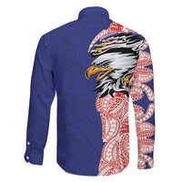 American Samoa Flag Day Family Matching Tank Maxi Dress and Hawaiian Shirt Tribal Tattoo with Eagle Blue-Red