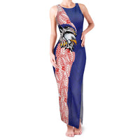 American Samoa Flag Day Family Matching Tank Maxi Dress and Hawaiian Shirt Tribal Tattoo with Eagle Blue-Red