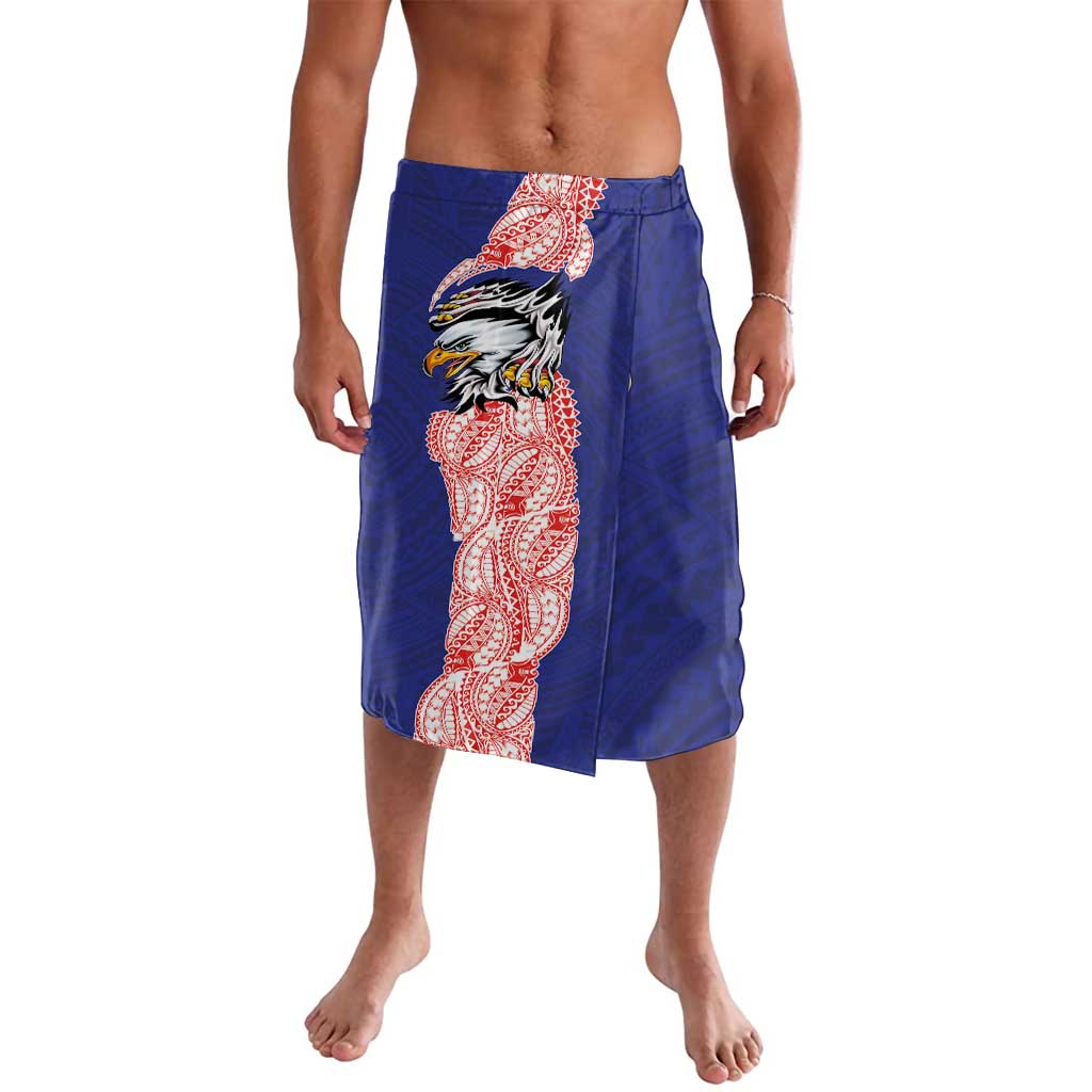 American Samoa Flag Day Lavalava Tribal Tattoo with Eagle Blue-Red