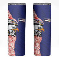 American Samoa Flag Day Skinny Tumbler Tribal Tattoo with Eagle Blue-Red